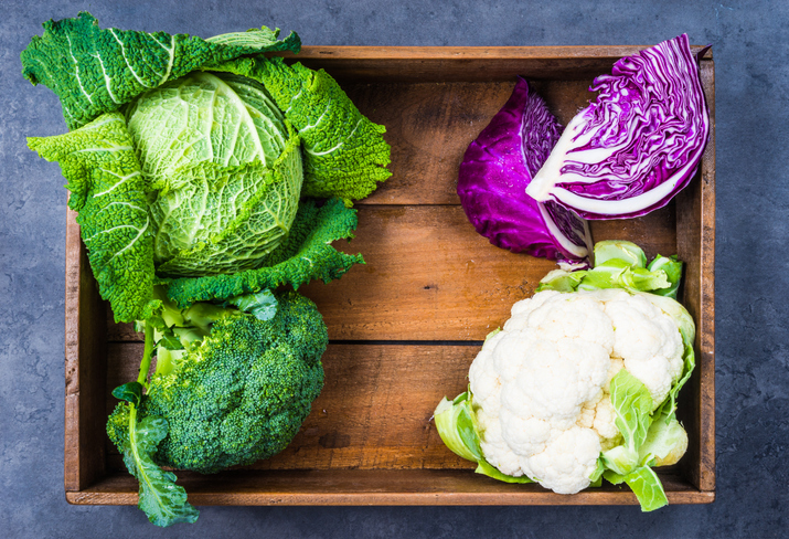Produce 101: Cruciferous Vegetables A box of assorted cruciferous vegetables.