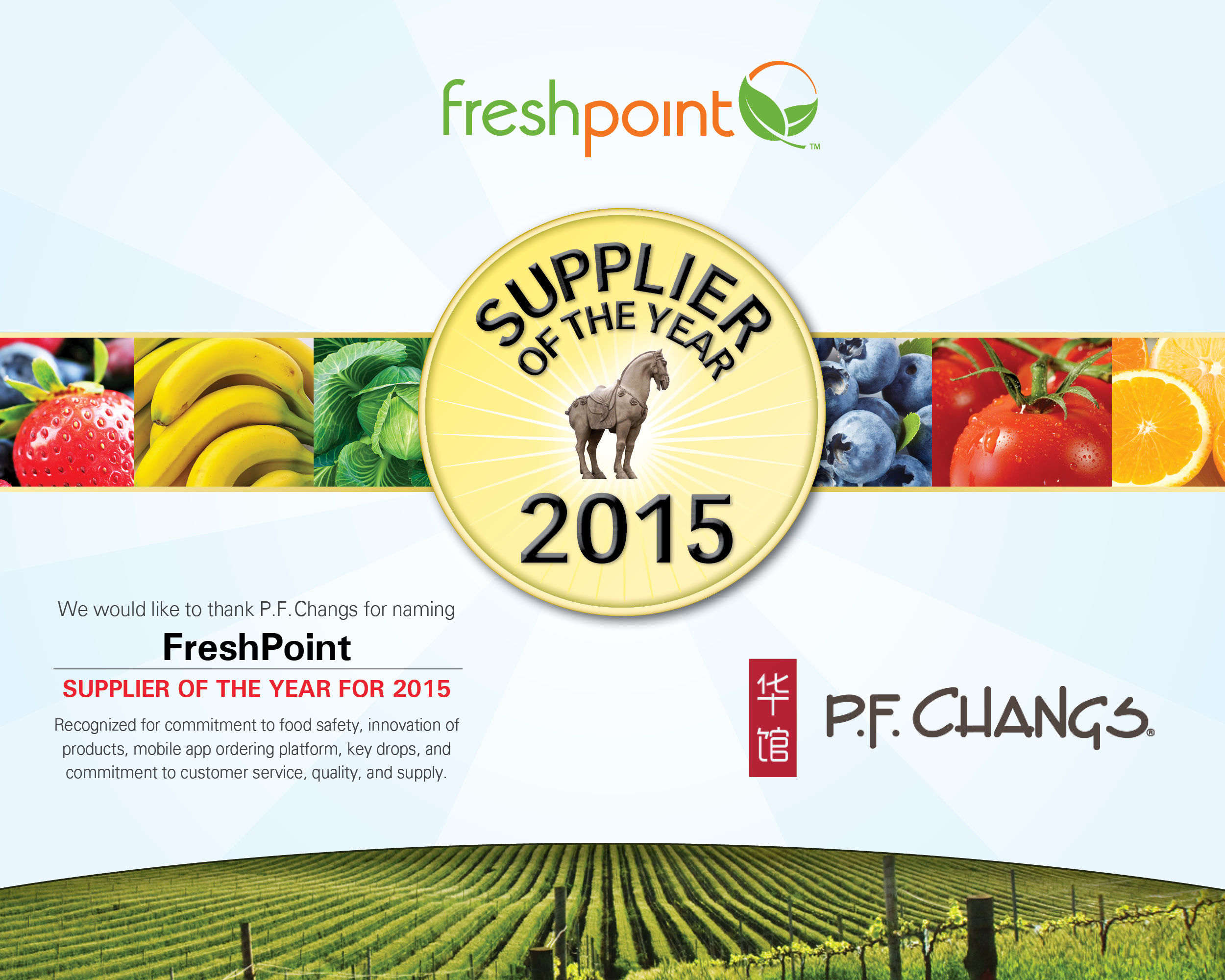 Vendor of the Year PF CHANGS 2015